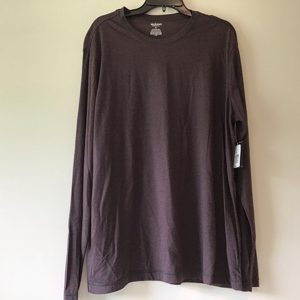 Murano Shirt Loungewear XL Pullover Gray Red Stripe NWT $49.50